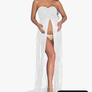 Elegant White Lace Maternity Dress